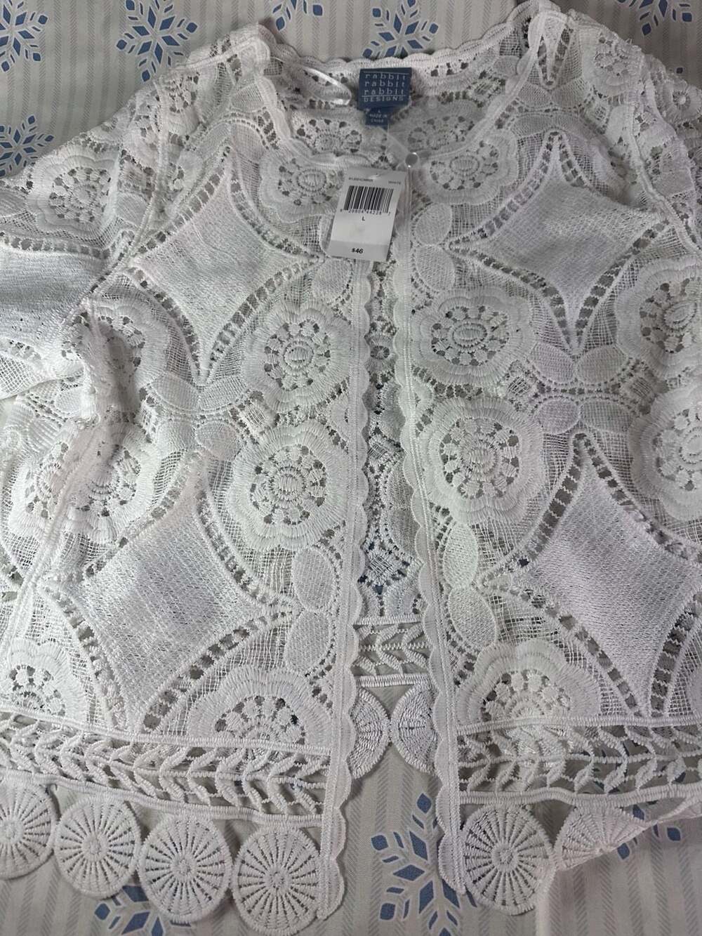 Rabbit Rabbit Rabbit Designs White Geometric Lace Cardigan - Picture 5 of 9